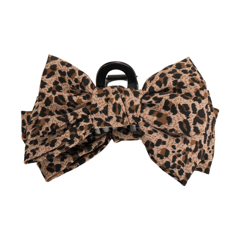 Schleifenclip mit Leopardenmuster: Neue Luxus-Haarspange für Hochsteckfrisur-Stile. Hai-Clip für die Rückseite des Kopfes. Herbst-/Winter-Haar-Accessoires – Detail 11