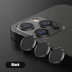 Premium Camera Lens Metal Ring & Tempered Screen Protector Set - 3 Pack - iPhone 15 Pro Max (Black Ring Cover)