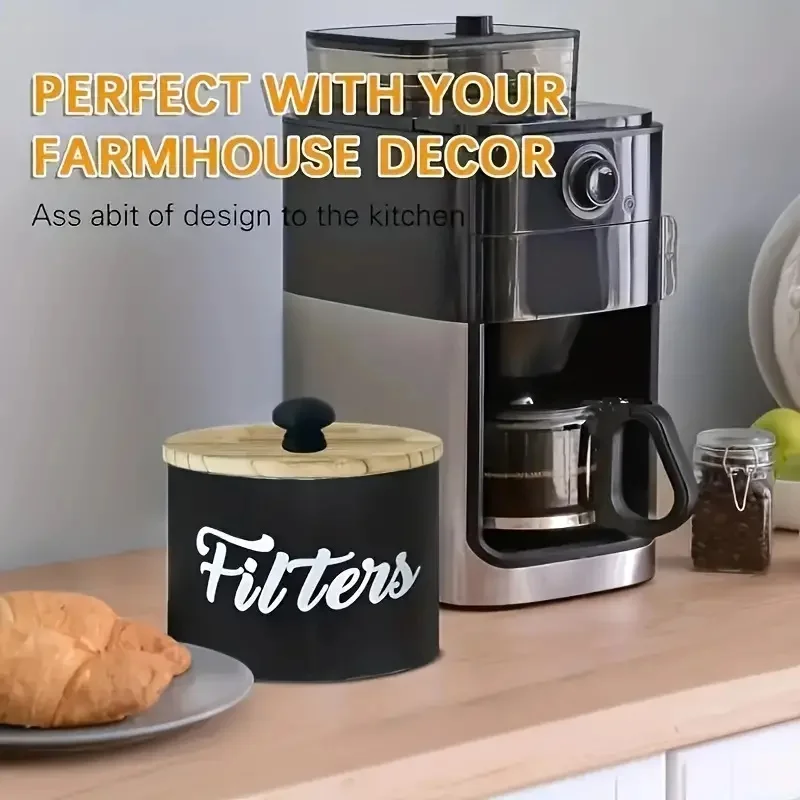 Coffee Filter Holder Farmhouse White Filter Storage Container Basket Counter Coffee Bar Accessories Station