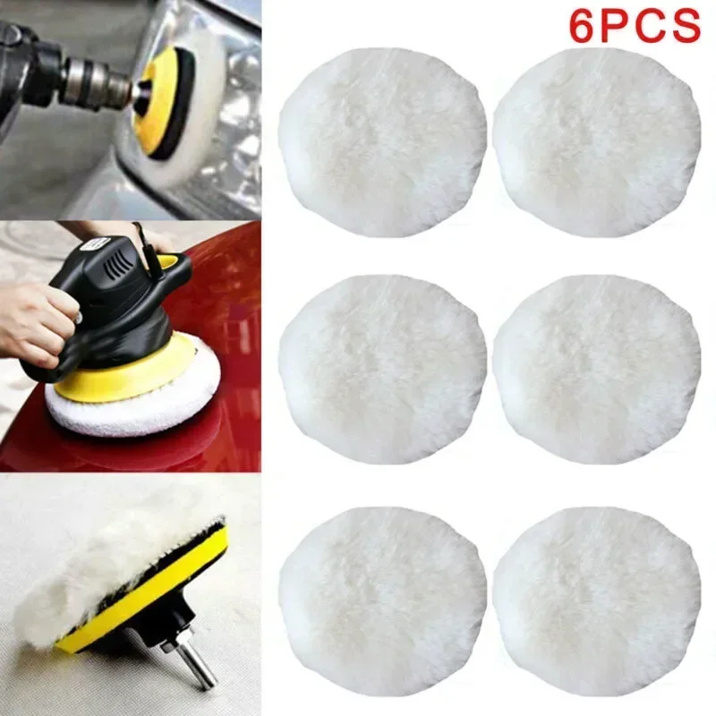 100% Brand New Polishing Pad 240mm 6 Pcs Car Polisher Soft Wool White Bonnet Buffer Pads Imitation Lamb Cashmere