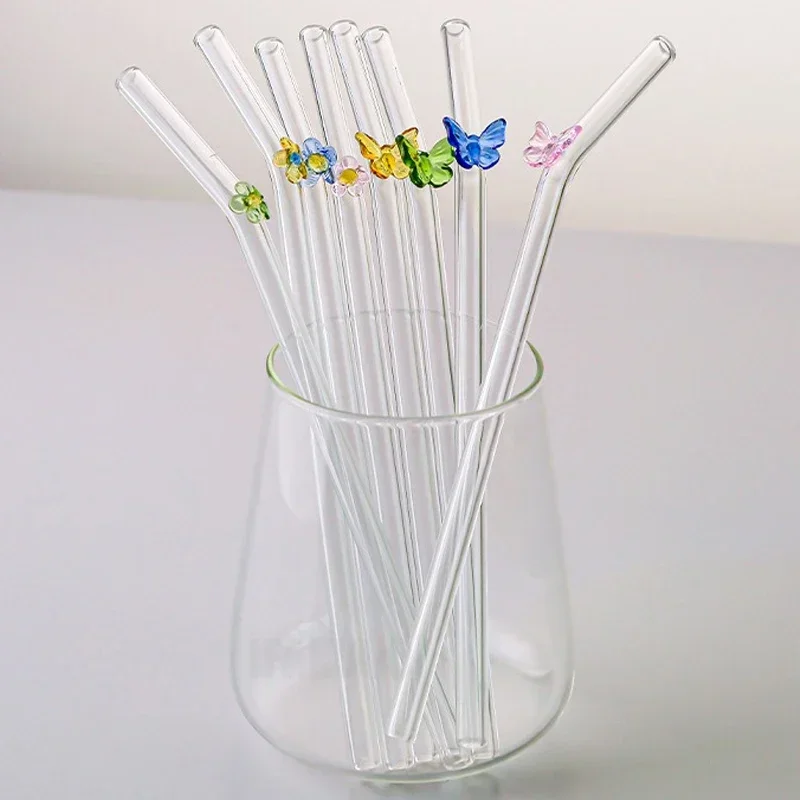 Eco-Friendly Butterfly & Flower Shaped Glass Straw