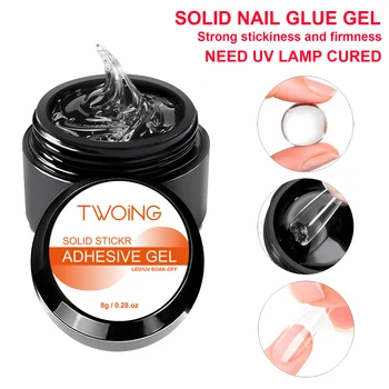 Gel colla per unghie solido per unghie pressate, punte per unghie finte, unghie acriliche, gel solido adesione forte a lunga durata NeedUV curato alla luce 8g
