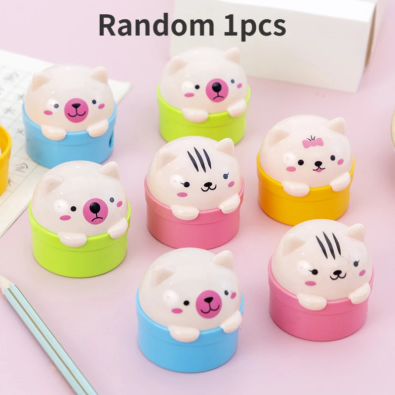 

Cute Bear Double-hole Pencil Sharpener Children's Mini Cartoon Animal Shape Pencil Sharpener Manual Pencil Sharpener Stationery