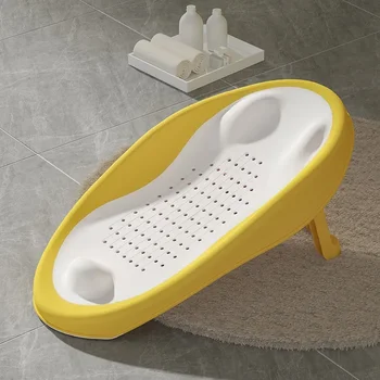 Foldable Baby Bath Seat - Non-Slip PP Shower Net Support, Ergonomic Backrest Design, Easy-Clean Christmas Gift for Toddlers 6