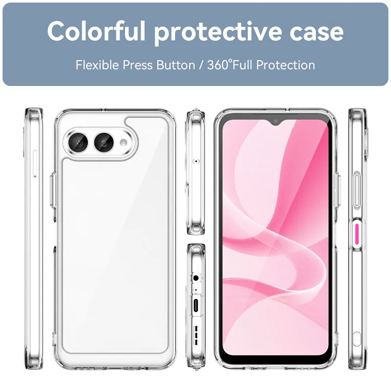 Transparente, klare stoßfeste TPU-Hülle für T Mobile t Phone 3 mit flexiblem Druckknopf-Design und vollständigem 360-Grad-Schutz, von der Rückseite dargestellt.