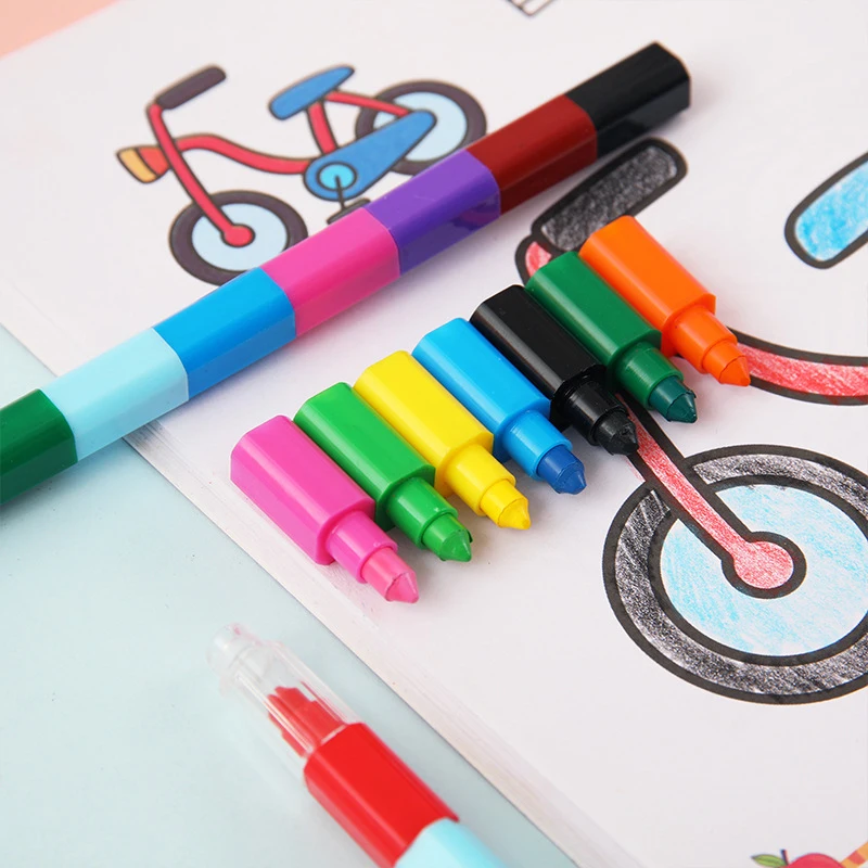 12 Colors Crayon Creative Building Blocks Crayon Cute Kawaii Graffiti Pens For Painting Korean Stationery Supply for Student