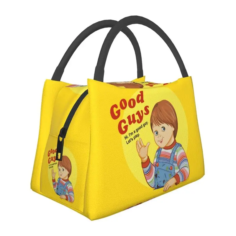 

Good Guys Child's Play Chucky Insulated Lunch Bags for Women Cartoon Character Portable Cooler Thermal Bento Box Hospital Office