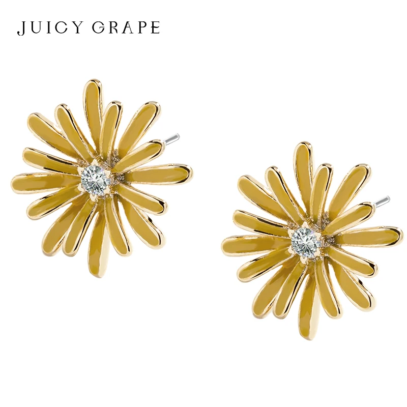 

2024 Luxury Enamel Daisy Flower Earrings For Women 925 Silver Needle 18K Plated Gold Korean Fashion Jewelry Design Personalized