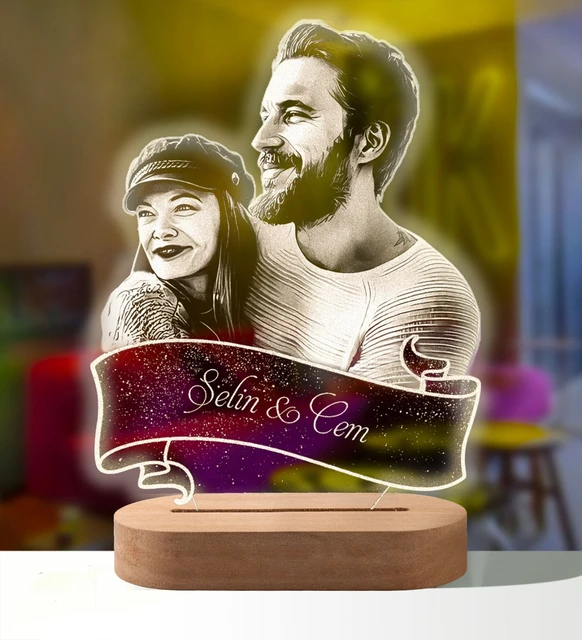 Lampe 3D Personnalisée avec Photo et Texte, Veilleuse