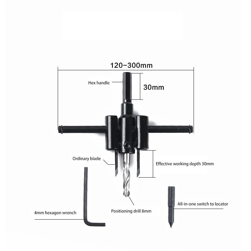 Perceuse Pour Cloison Sèche En Bois, Coupe-trou Circulaire Réglable De 30 À  120/200/300mm, Scie À Mèche, Lame De Coupe Ronde, Type D'avion, Outil De  Bricolage - Foret - AliExpress