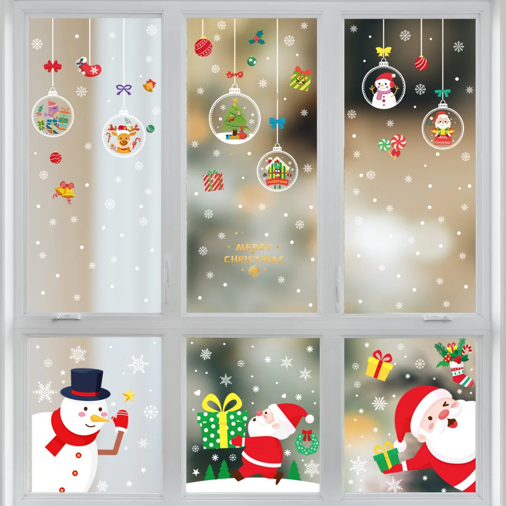 Wall Sticker Window Stickers Christmas Stickers Christmas Santa Claus Window Stickers Wall Ornaments Christmas Pendant Merry For Home Decor New Year Stickers