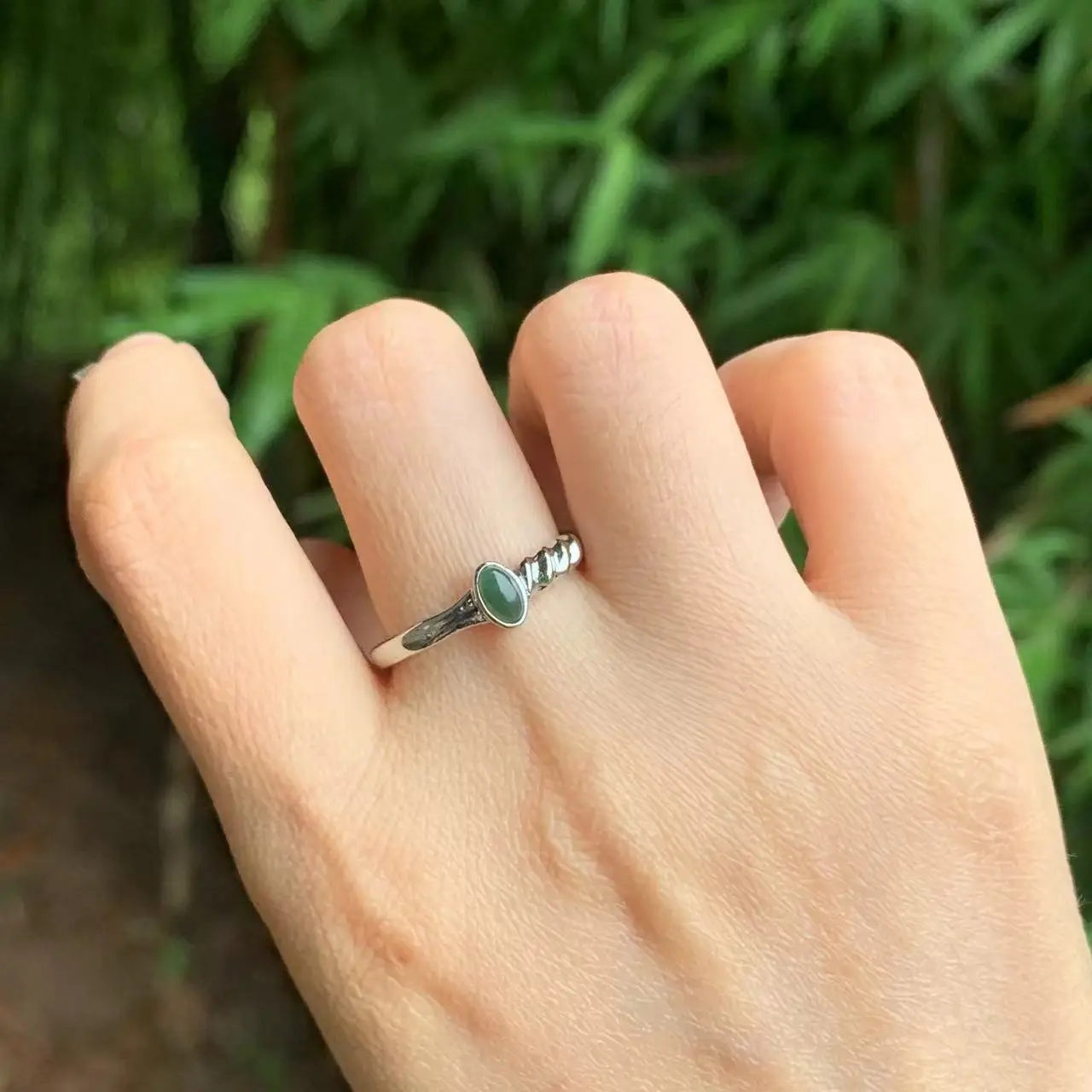 MM Natural Green Jade Ring  Adjustable Female Jewelry for Women Gift Wholesale High Quality Vintage Fine