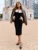 Fashion Knit Patchwork Long Dress Women's Ruffled Slim Elegant Contrast Ribbed Party Dress Knitwear Autumn Maxi Dress New