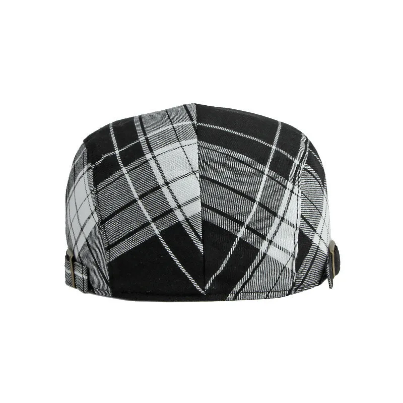 Four Seasons Fashion Joker Polyester Plaid Newsboy Caps Men Flat Peaked Cap Women Painter Beret Hats 12 beret hat newsboy cap newsboy hat