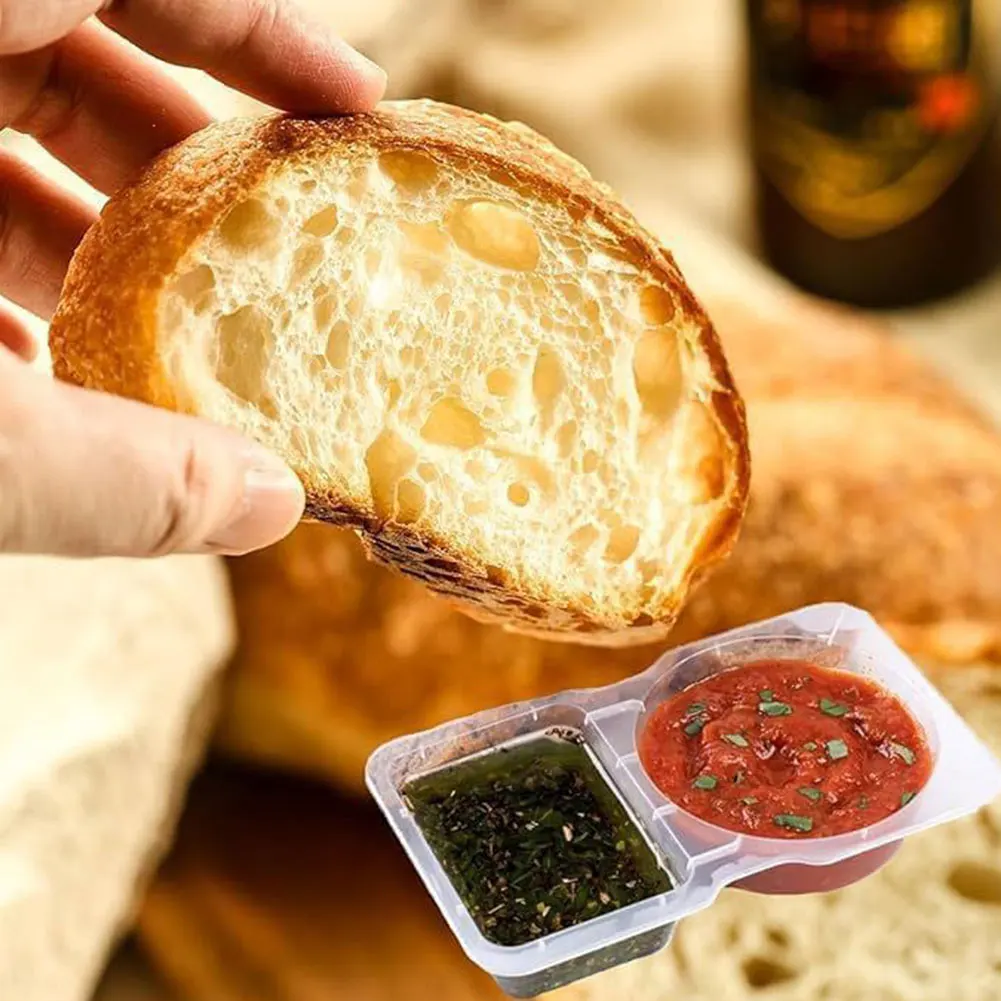 Disposable Seasoning Container Leak Proof Transparent Condiment Container Sealed Plastic Portion Cup for Outdoor Picnic Travel