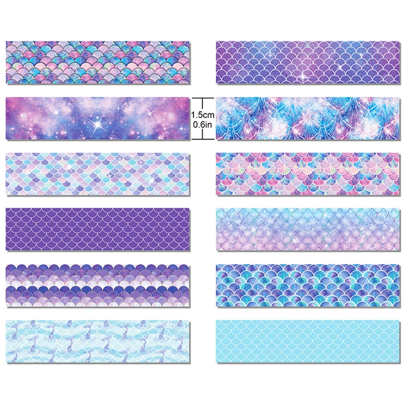 12 Rolls Mermaid Washi Tape Scrapbooking Supplies Masking Tape Cinta Adhesiva Decorativa Diary Decoration Kawaii Decorative Tape 3