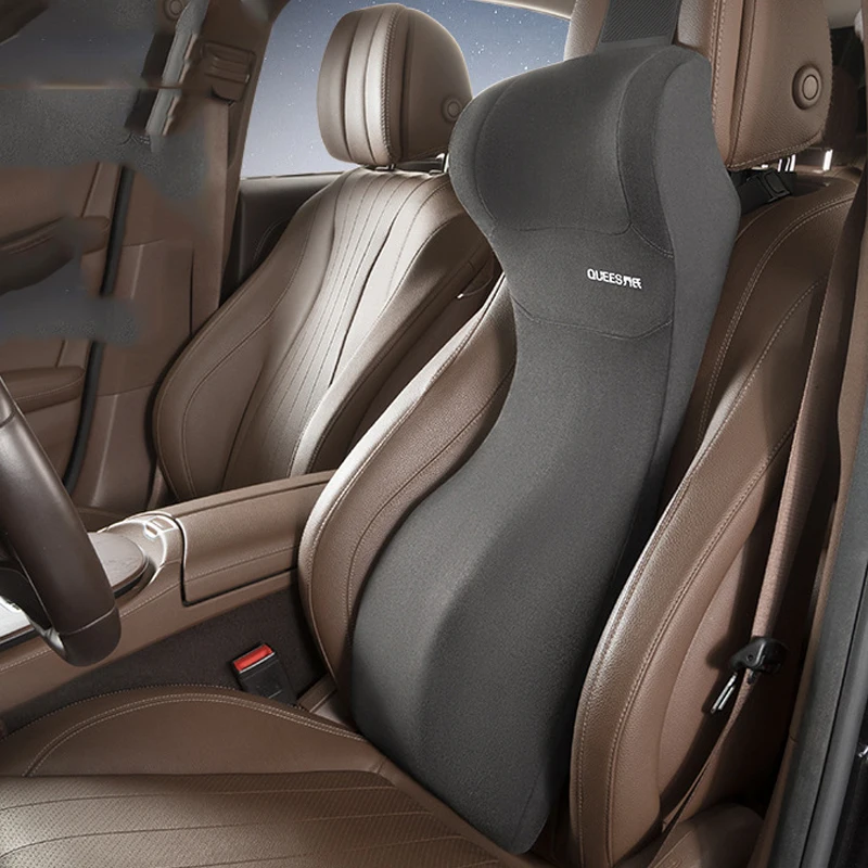 Set Cuscino Lombare E Poggiatesta In Memory Foam Per Auto – Supporto Per Schiena E Collo, Traspirante, Facile Da Montare, Colore Grigio