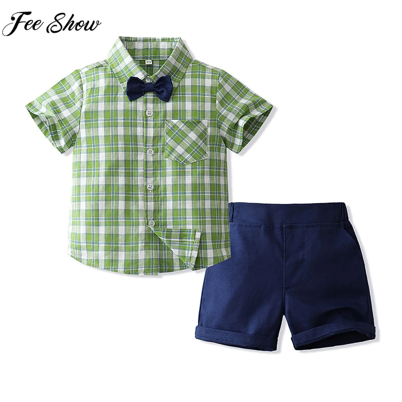 

Повседневная рубашка в стиле преппи для маленького мальчика с отложным воротником и шортами, школьная пляжная одежда для отпуска, ежедневная одежда