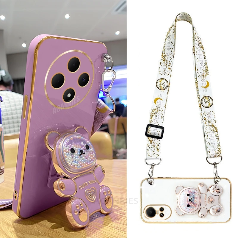 Bear Silicone Crossbody Lanyard Case - Universal Smartphone Holder Cover