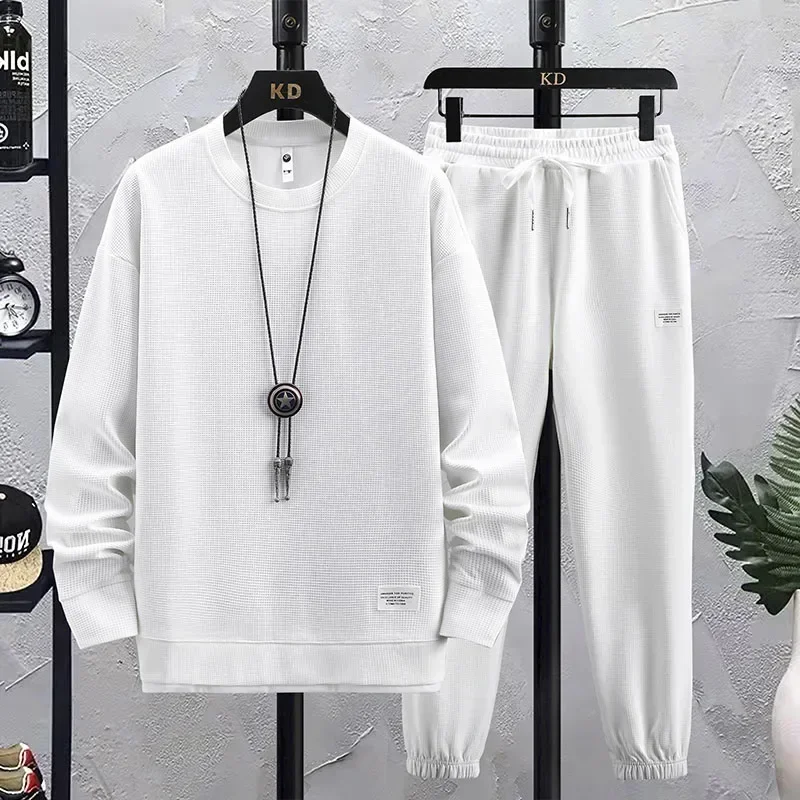 Men's Tracksuit 2 Piece Waffle Hoodie Sweatsuits Sets Athletic Jogging Suits Spring Autumn Casual Sports Suit Fashion Tracksuit 4