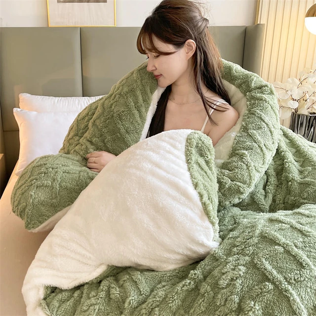 Thick Winter Comforter Blanket Extra Warm Microfiber Flannel Fleece Bedding  for Student Dormitory Quilt Set Comforters