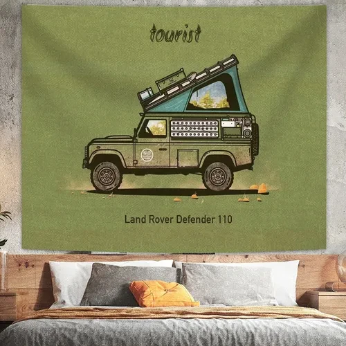 Tapestry Decor Adventure Camping Tapestry American Retro Background Cloth Car Travel Ins Hanging Dormitory Wall Decoration Cloth Room Tapestry
