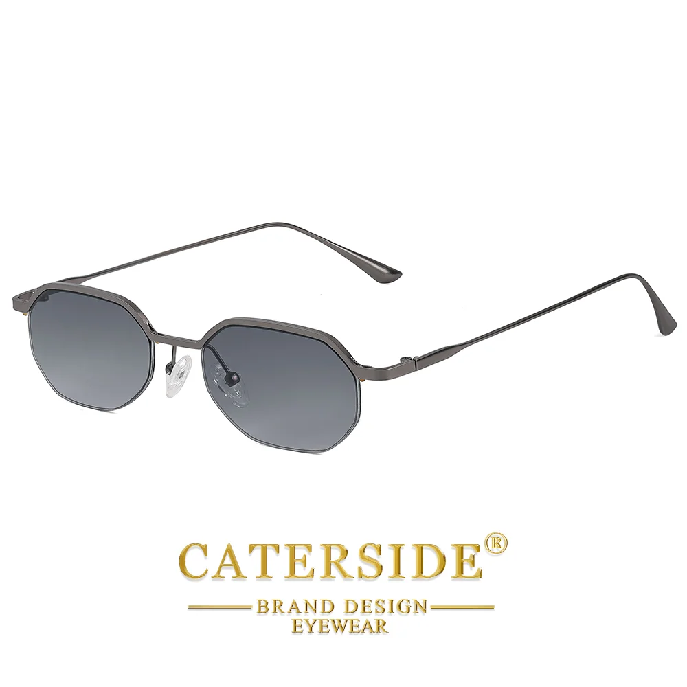 CATERSIDE Neue Retro-Sonnenbrille für Herren, polygonale Punk-Sonnenbrille mit kleinem Halbrahmen für Damen, Geschäftsreisen, Party, Brillen, UV400 – Detail 5