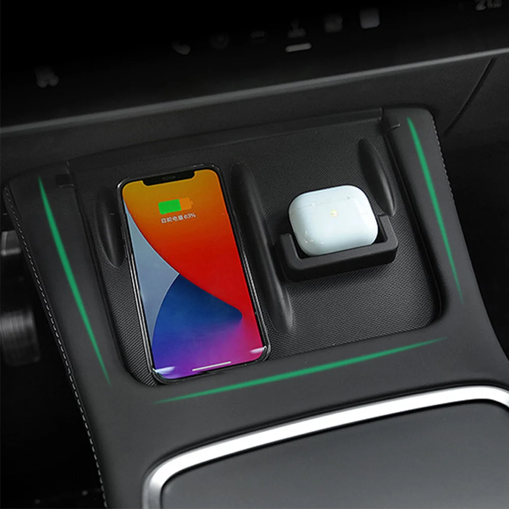 Wireless Charging Pad For Tesla Model 3/Y-Wireless Charging Protective Pad TPE Material Upgrade Wireless Headset Limit Protective Pad