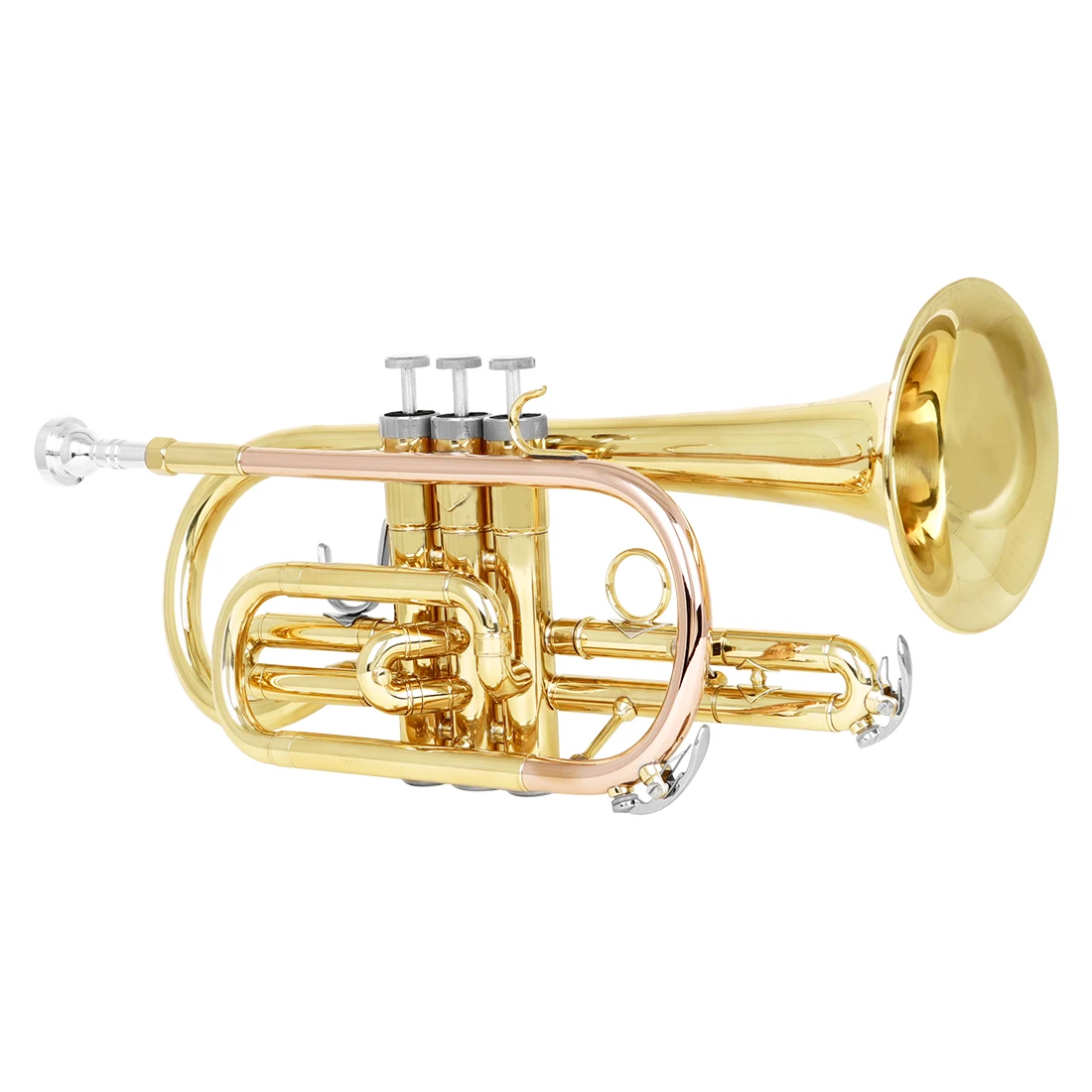 SLADE Bb Cornet Gold Plated Cornet Horn Professional Brass Instrument With Mouthpiece Gloves Cleaning Cloth Carrying Case