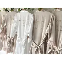 Personalised Champagne Robes Bride Gift Bridesmaid Robes Satin Lace Dressing Gown Bridal Robes Wedding Kimono Bachelorette Party - Image 4