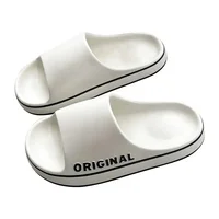 2024 Soft Women Letter Slippers Beach Slides Solid Color Mens Thick Sole Indoor Bathroom Anti Slip Shoes Summer Couple Sandals 1