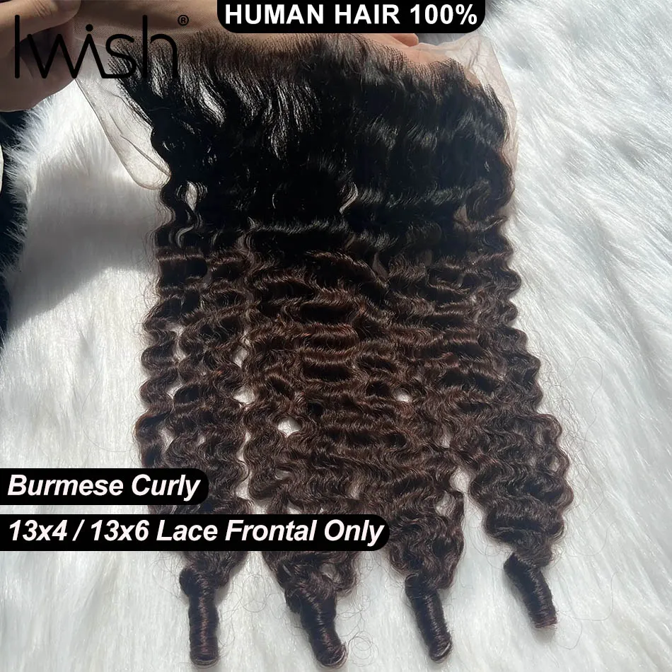 13X6 Real HD Lace Frontal Burmese Curly 13x4 HD Transparent Lace Frontal Only Virgin Human Hair 100% Burmese Pixie Curls Iwish