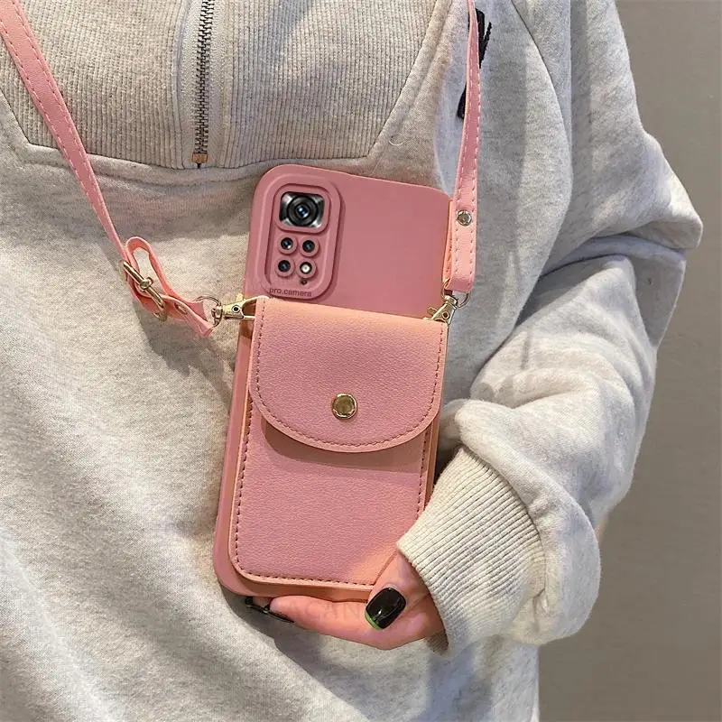 thumbnail image 1 of Note11s Crossbody Card Slot Bag Holder Case On For Xiaomi Redmi Note 11 8 9 10 7 Pro 11s 10s 9s 11pro 4g 5g Cord Silicone Cover, 1 of 5