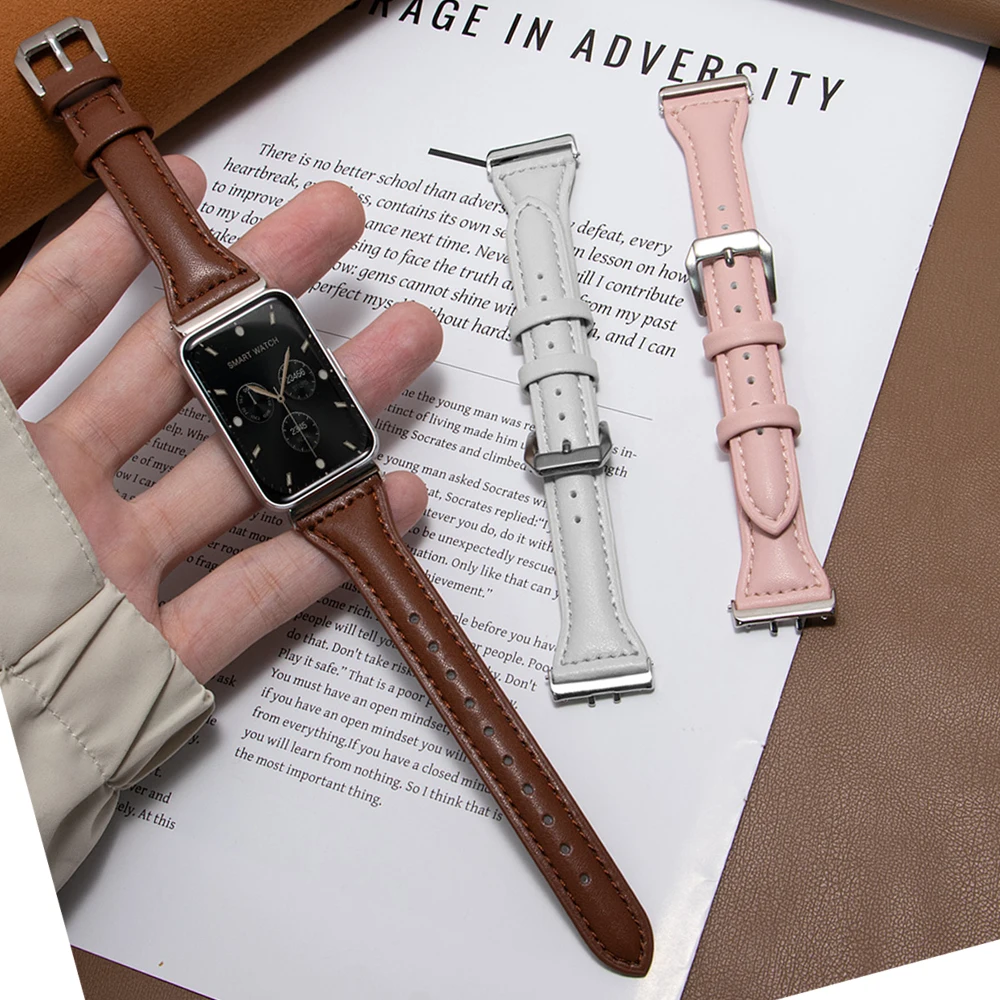 Elegant Slim Leather Strap for Women - Premium Replacement Bracelet for Samsung Watch Fit 3