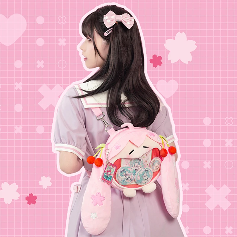 

Hatsune Miku Genuine Plush Shoulder Bag Cherry Blossoms Kawaii Painful Packet Stuffed Plushie Dolls Lolita Cosplay Backpack