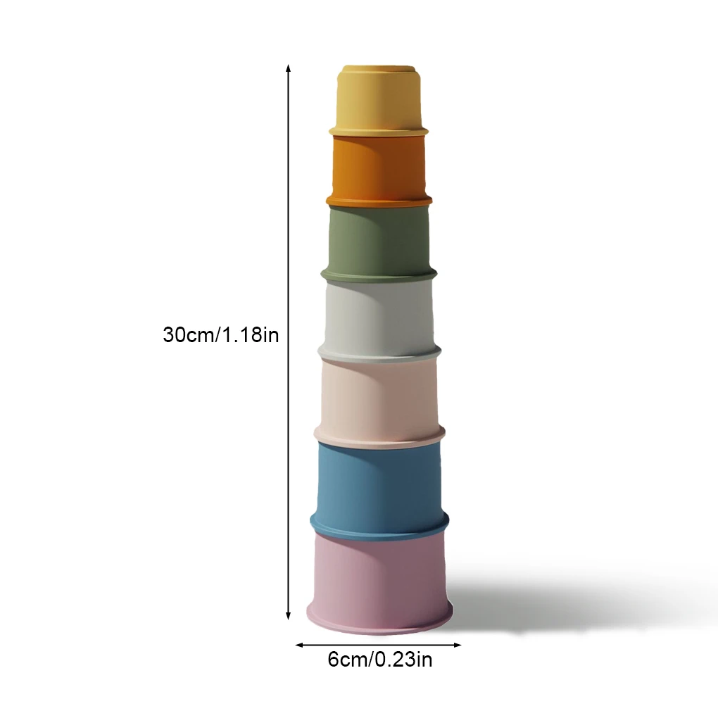 7Pcs Baby Stacking Cups Toy Silicone Education Building Blocks Toys Stacking Cup Montessori Toys Educational Hourglass