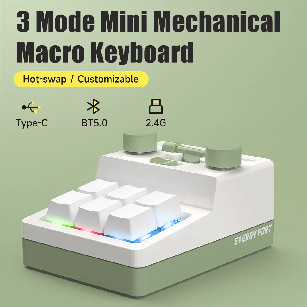 Programmable Custom Macro Keyboard Macropad 3 Mode 6 Keys 2 Knob 2.4g