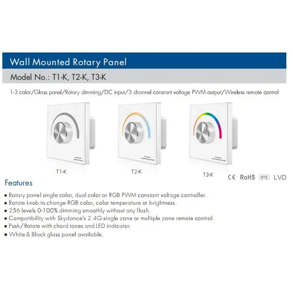 Skydance T1-K T2-K T3-K ͸ г  Ʈ LED  Ʈѷ DC12-48V, ܻ  ÷ RGB RGBW Ʈ 