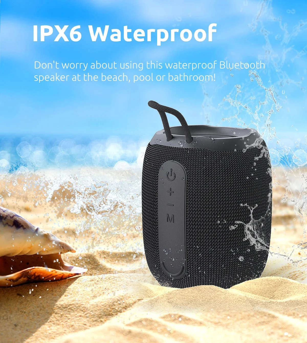 Mini Stereo Bluetooth Speaker with 5 LED Light Modes IPX5 Waterproof TF Card U Disk AUX FM Playback Mode Wireless HIFI Soundbox