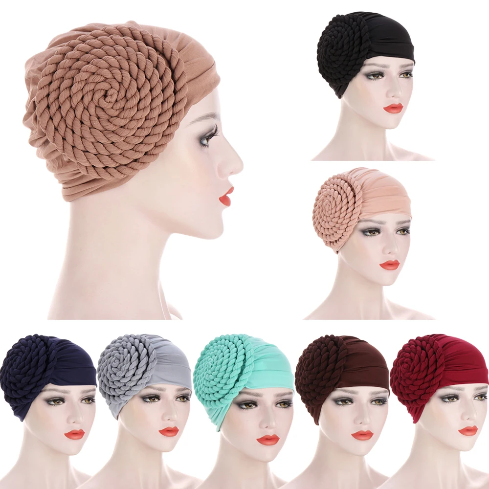 

Braids India Women Muslim Hijabs Chemo Cap Bonnet Islamic Arab Hat Strech Hair Loss Turban Cancer Femme Headwear Wrap Scarf Caps