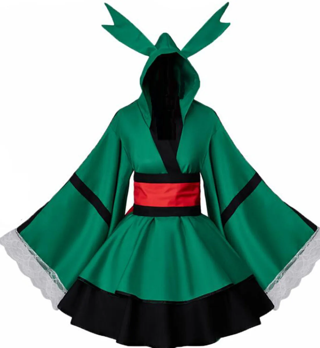 

Anime My Hero Academia Midoriya Izuku Deku Kimono Dress Battle Lolita Maid Dress Deku Cosplay Bath Rope Costume Halloween
