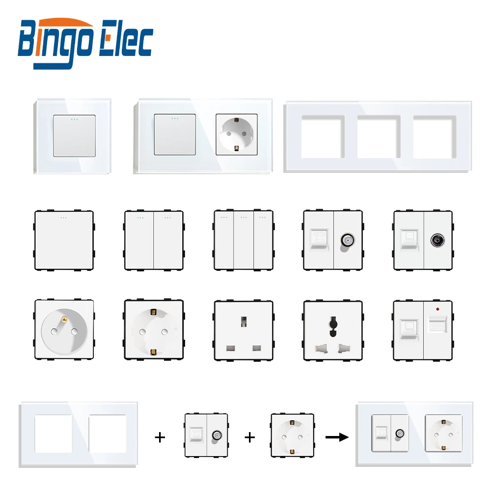 Bingoelec DIY Великобритания ЕС стандарт ТВ спутниковая USB розетка кнопка