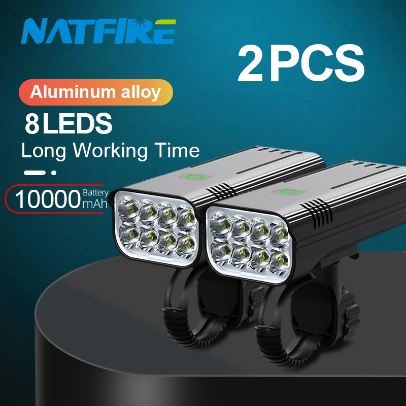 

Супер яркий фсветильник рь NATFIRE 10000 мАч, велосипедный фонарь с USB-зарядкой, 3600 лм, велосипедный Головной фонарь, светодиодный Передний фонарь s и цветной задний фонарь