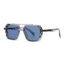 Stylish Retro Double Bridge Square Aviator Sunglasses (Blue)
