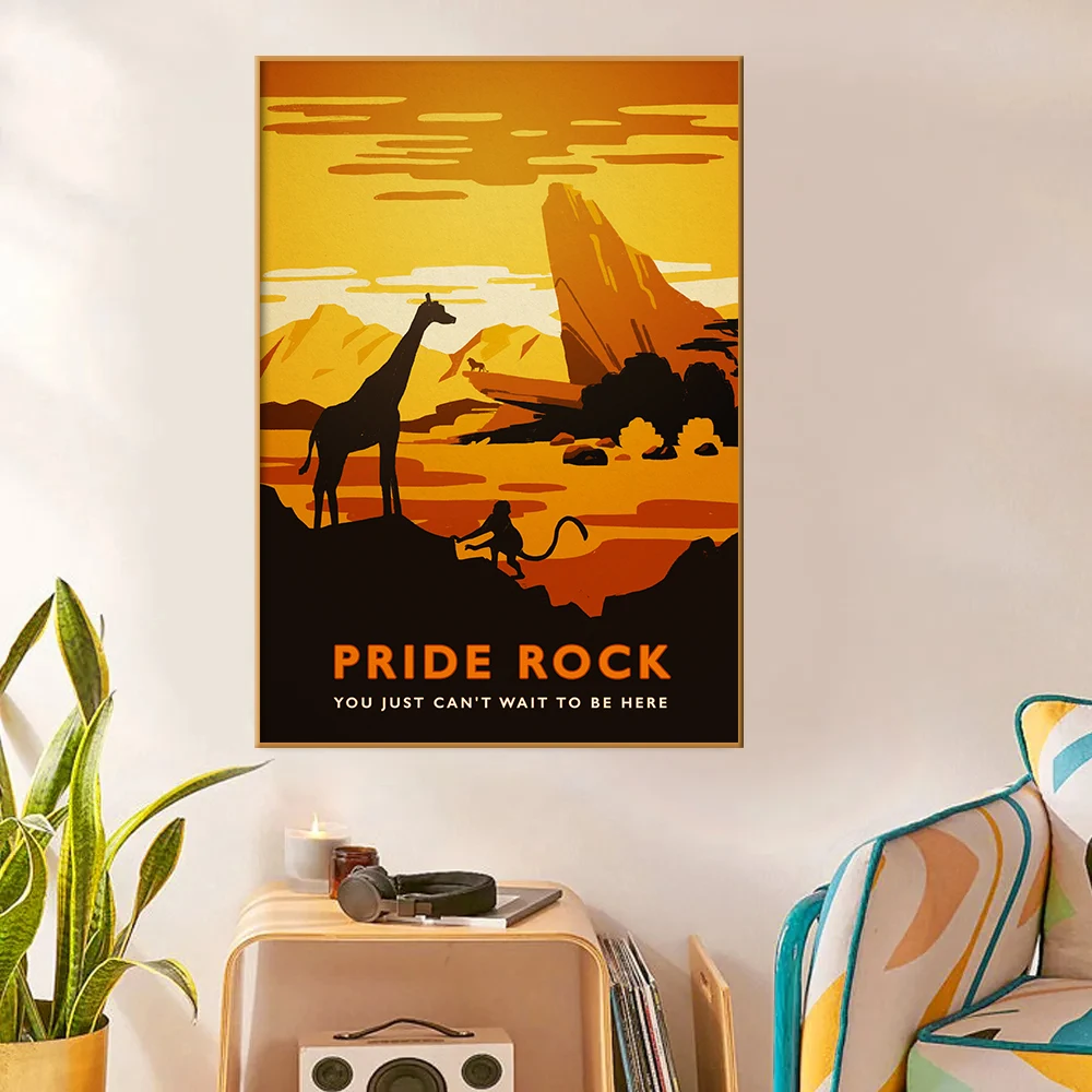 

Pride Rock Travel Landscape Poster Disney Lion King Canvas Painting Print Wall Art Picture Kids Living Room Home Decor Cuadros