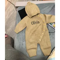 Embroidery Baby Romper Set Personalized Name Coming Home Outfit Newborn Infant Bodysuit Babyshower Gifts Custom Baby Jumpsuit 1