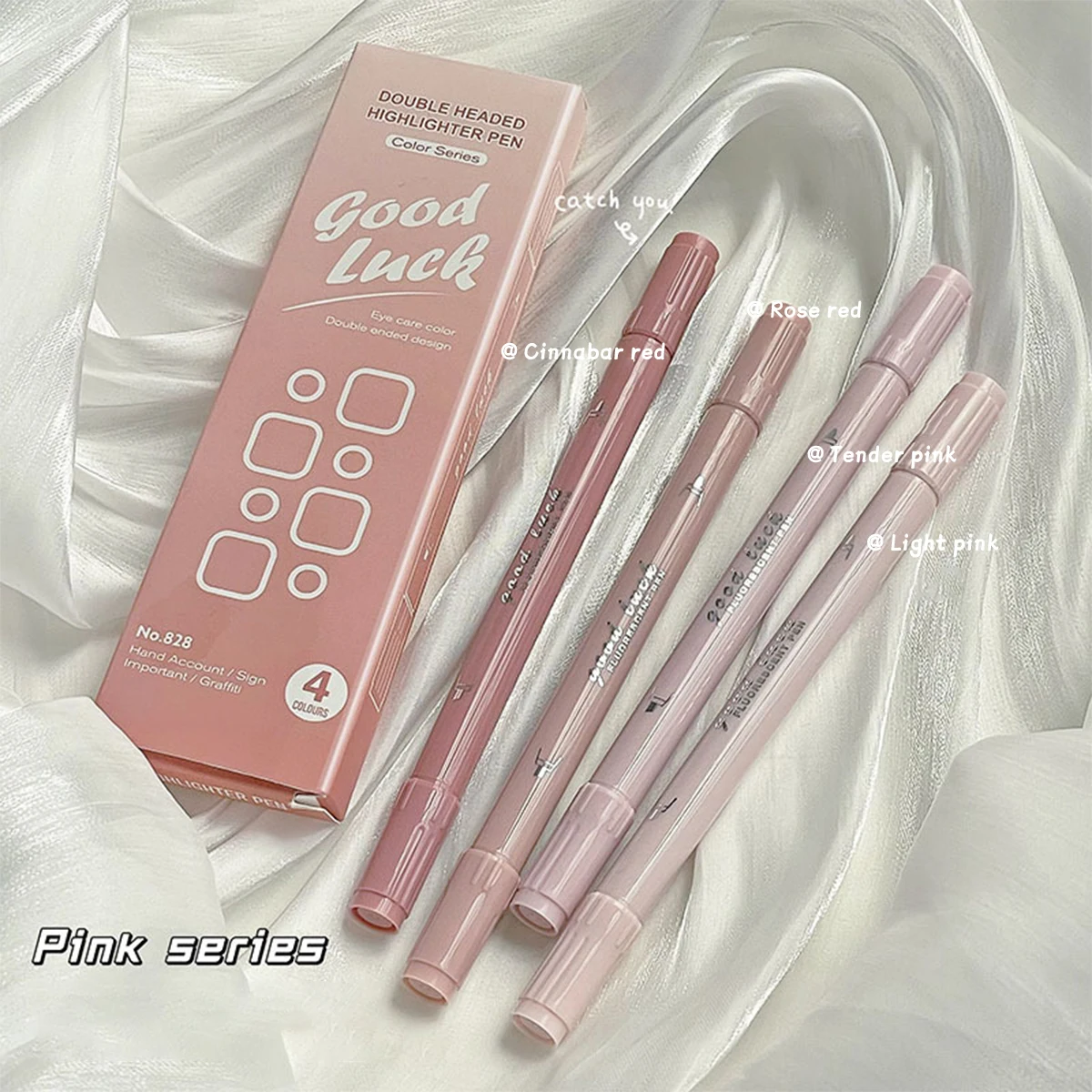 4Pcs 그라디언트 양방향 형광펜 세트 컬러 마커 펜 핸드 계정 편지지 학교 사무용품