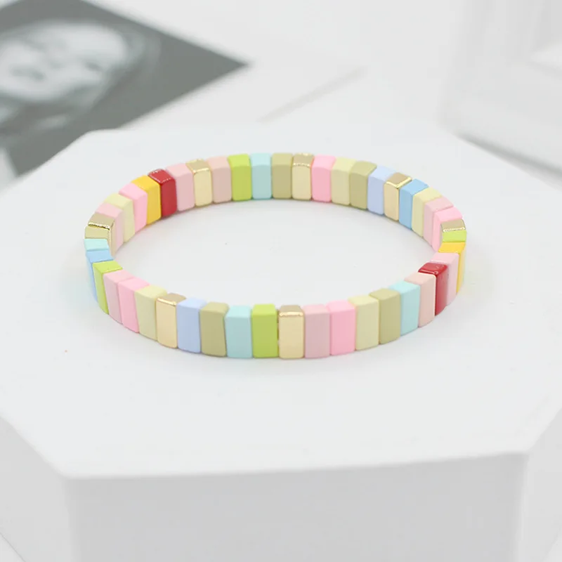 European and American DIY Fashion Popular Enamel Women's Bracelets Bohemian Letters Color Matching Elegant Ladies Bangle Jewelry