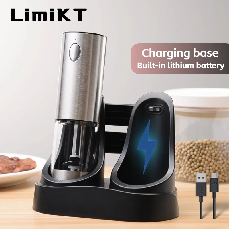 Electric Pepper Grinder Sea Salt Grinder Cereal Seasoning Stainless Steel TypeC Charging Model Base electric grinder salt and pepper grinder nut spice grinder pepper grinder herb spice grinder