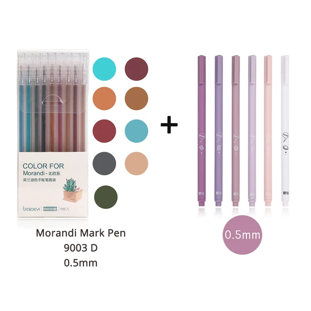 JIANWU 6pcs/set Creative cute morandi Simple small fresh gel pen kawaii Quick drying Cap neutral pen journal supplies Stationery gel pen mark pen D